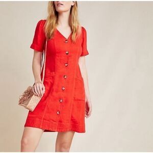 Anthropologie Pilcro and the Letterpress Red Button Front Dress | 2